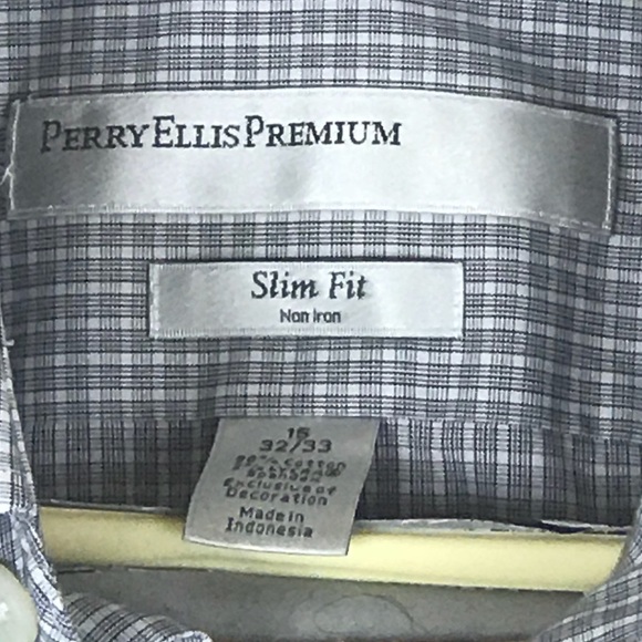 Perry Ellis | Shirts | Perry Ellis Dress Shirt Gray Sz 6 3233 Slim Fit ...